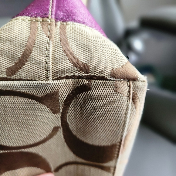 Authentic Coach Signature C Canvas with Purple Leather Trim - Picture 11 of 15
